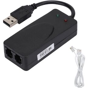USB 2.0 56K Fax Modem, External V.90 V.92 Modem with Dual Ports, USB Data Modem Compatible with Win 7/Win 8/Win 10/Win XP, Auto-Dial, Tone and Pulse Dialing, Auto Answer, Auto Retrain