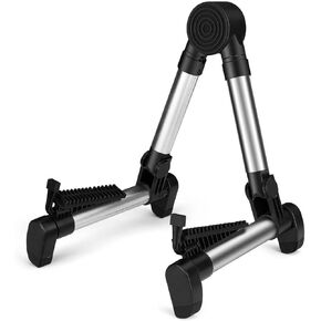 Flexzion Guitar Stand Folding Adjustable A-Frame Floor Portable Instrument Stand Rack Holder for Acoustic Electric Classical Guitar and Bass, Violin, Ukulele, Banjo, Mandolin Portable Lightweight