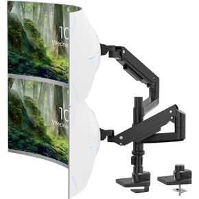 PUTORSEN 17-49 inch Premium Aluminum Heavy Duty Dual Monitor Arm for Ultrawide Screens up to 44lbs, Vertical Stacked Dual Monitor Desk Mount, Full Motion Dual Vertical Monitor Mount, VESA 75/100,Black