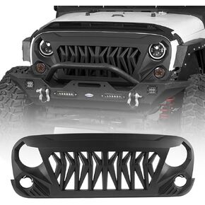 Hooke Road for Jeep JK Shark Grill Matte Black Front Grille Grid Compatible with Jeep Wrangler JK 2007-2018 Rubicon Sahara Sport Unlimited