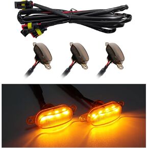 4 قطع مصابيح شبكية للسيارة، مصابيح شواية LED كهرمانية ساطعة مع حزام أسلاك، مصابيح شبكية أمامية مقاومة للماء، مصابيح شبكية خارجية للمركبة متوافقة مع F150 F250 F350 (أصفر)
