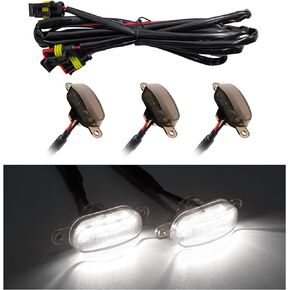 3PCS Car Grille Lights, Bright Amber LED Grill Lights with Wiring Harness, Waterproof Front Grill Trim Lamps, Vehicle Exterior Grille Lamps Compatible with F150 F250 F350 (White)