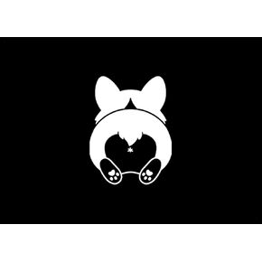 Corgi Butt Vinyl Decal | White | Made in USA by Foxtail Decals | for Car Windows, Tablets, Laptops, Water Bottles, etc. | 3.4 x 4.5 inch