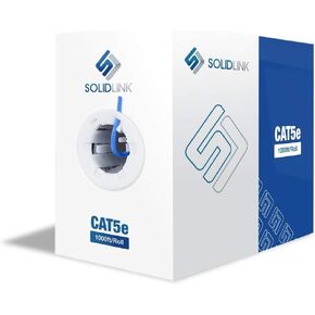 SolidLink - SL601N CAT5e 1000ft UTP كابل موصل صلب 24AWG LAN شبكة إيثرنت RJ45 سلك، أزرق (SL601)، in Kuwait