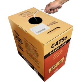 CAT5e (CMP) Plenum Cable, 1000FT 24AWG 4Pair, 350MHz Solid Network Cable Unshielded Twisted Pair (UTP), Available in Blue, White, Gray & Black Color (Black)