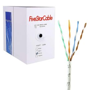 Cat5e 1000 Ft 24AWG UTP 4 Twisted Pair Ethernet Router LAN Cable Wire Pull Box - White Color