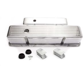 Company R6130 Tall Ball Milled Polished Aluminum Valve Cover for Small Block Chevy