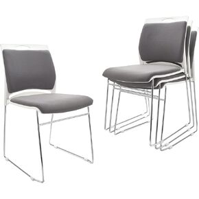 4 Pack Stacking Chairs 1102LB Capacity Home Office Guest Chair Set with Sled Base,Modern Reception Chair for Kitchen,Waiting Room,Multi-Purpose Room,Break Room,Training,Cafeteria