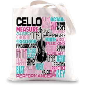 BWWKTOP Cello Canvas Tote Bag Cellist Gifts Cello Players Shoulder Bag Cellist Musician Gifts