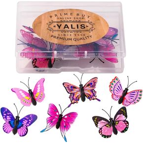 Yalis Decorative Thumb Tacks 12 Pcs Colorful Cute Pushpins for Feature Wall, Whiteboard, Corkboard, Photo Wall (Butterfly)
