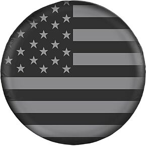 Leo IRis Spare Tire Cover Black America Flag SUV Rv Camper Tire Cover Protectors Weatherproof Dust-Proof for Camper Trailer Truck Travel Trailer Universal Accessories 14" 15" 16" 17"