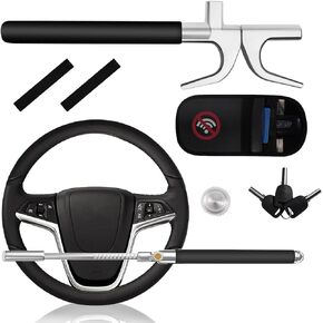 Steering Wheel Lock,Wheel Lock,Universal Retractable Car Steering Wheel Lock,Vehicle with Adjustable Anti-Theft Protection with Bonus Safety Hammer - Suitable for All Car Types