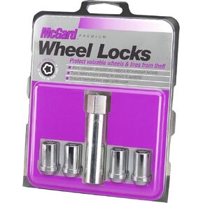 MCGARD 25357 Tuner Style Cone Seat Wheel Locks Black (M12 x 1.5 Thread Size) - Set of 4, 4 Locks / 1 Key