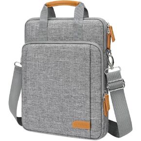 MOSISO 12.9 inch 360 Protective Tablet Sleeve Compatible with iPad Pro 12.9 inch M2 M1 2022-2018, Surface Pro 9/8/7/6/X, Carrying Case with Front Raised & Vertical Pockets & Belt, Gray