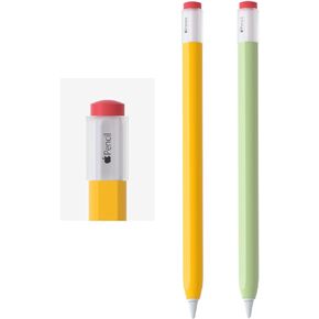 2 Pack Silicone Pencil Case Compatible with Apple Pencil 2nd Generation Only,Case Cover Sleeve Accessories Protective Skin Holder(Must Read Installation Instructions) [Yellow,Black]