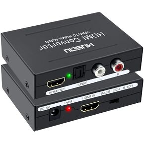 HDMI 2.0 Audio Extractor, HDMI to HDMI Optical Toslink SPDIF or 3.5mm AUX Stereo Audio Out,4K@60Hz HDMI Audio Adapter Supports HDCP2.2 18 Gbit/s 4:4:4 HDR 3D