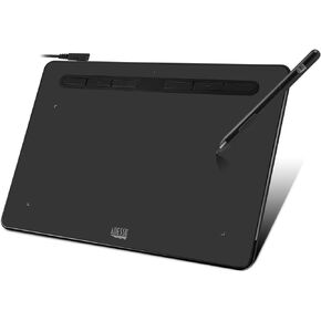 Adesso Graphics Drawing Tablet 8 x 5 Inch Large Active Area with 8192 Levels Battery-Free Pen and 6 Hot Keys, Compatible with PC/Mac/Android OS for Painting, Design & Online Teaching CYBERTABLET K8