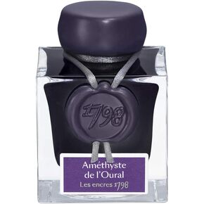 J. Herbin 1798 Anniversary Inks - Silver Sheen 50 ml Bottled - Amethyste de L'Oural (Rich Deep Purple Ink)