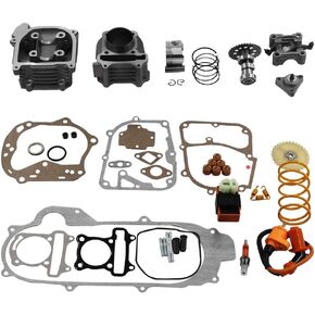 GY6 Cylinder Rebuild Kits Kymlaa 100cc Big Bore Kit for 69mm Valve 49CC 50CC 139QMB Moped Scooter Engine 50mm Bore Upgrade Set with 6pin Racing CDI Ignition Coil Performance Spark Plug Clutch Spring in Saudi Arabia