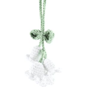 Mirror Hanging Car Accessories Cute Little Lily of The Valley, Hand Knitted Crochet Flower Decor for Mirror, Rear View Mirrors,Key Chains (Blue)