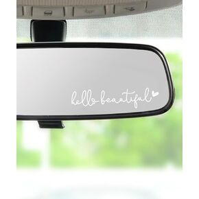 RACOONA Mirror Decals,Rearview Mirror Decal,Hello Beautiful Mirror Decal,Car Accessories Mirror Stickers Car Window Decal,Rearview Mirror Sticker,Self Affirmations Decal,Car Decoration (Pink)