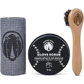 Baseball Glove Scrub Kit - Deep Cleans Baseball or Softball Gloves with Powerful Scrubbing Formula - Kit Includes Glove Scrub, Brush, and Microfiber Cloth in a Conveniet Canvas Bag