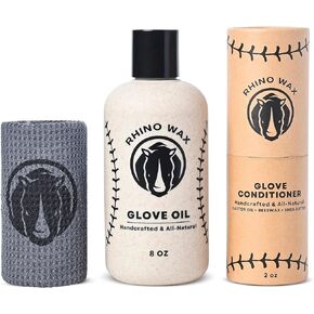 Baseball Glove Maintenance Starter Kit - Includes: Baseball Glove Oil (8 oz) + Baseball Glove Conditioner (2 oz) + Microfiber Cloth - Condition, Preserve, Protect Your Mitt - Made in USA