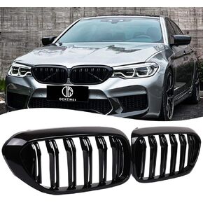 شبكة G30، شبكة أمامية سوداء لامعة ذات شريحة واحدة متوافقة مع BMW 5 Series G30 2021 2022 2023 520i 530i 540i M550i xDrive