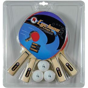 Cyclone Shakehand Table Tennis 4-Player Set | Pips-Out Surface with No Sponge | Offers Limited Speed & Spin with Great Control | Recommended for Beginning Level Players