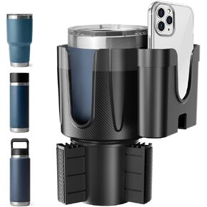 2-in-1-Car-Cup-Holder-Expander-Adapter with Phone Holder Adjustable Base Fits Most Cup Holder and Phones, Compatible for HydroFlask, Yeti, Nalgene, Large 32/40 oz Bottles in 3.2"-3.8" (1pcs)