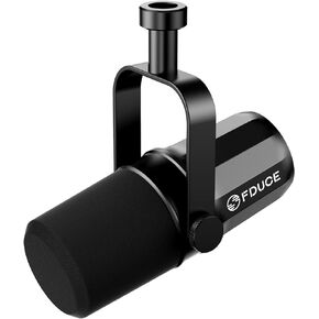 FDUCE SL40 Dynamic Microphone for Podcasting, Gaming, Live Streaming & Recording, Built-in Headphone Output, LED Mute Button, All Metal USB/XLR, Voice-Isolating Technology（White）