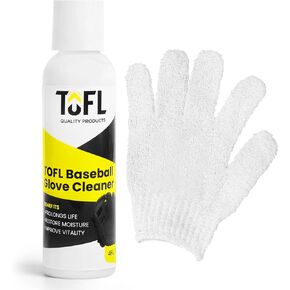 TOFL Baseball Glove Leather Cleaner | Glove Cleaner for All Types of Baseball Gloves & Softball Gloves, Baseball Mitts, Catchers Glove and Other Leather Sports Equipment | 4.0 oz. Bottle