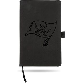 Rico Industries NFL Tampa Bay Buccaneers Black Laser Engraved Small Notepad Jounral/Notepad 8.25" x 5.25"- Office Accessory
