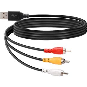 USB to 3RCA Cable, 1.5m USB Male to 3 RCA Male Jack Splitter Audio Video AV Composite Adapter Cable for USB-enabled TVs and PCs