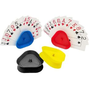 حامل حر اليدين على شكل مثلث لأوراق اللعب. صينية حامل بطاقات الألعاب مثالية للأطفال كبار السن، كاناستا، أونو، بوكر، الأطفال الكبار. الربيع التلقائي. زوايا مدورة. in Kuwait