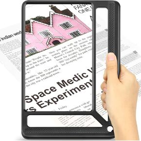 5X Full Page Magnifying Glass for Reading, Lightweight Rectangular Magnifier Provides Large Book Page Viewing Area, Upgraded Handheld Magnifier for Reading Small Prints for Seniors, Low Vision
