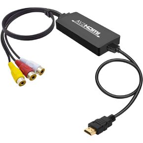 RCA to HDMI Converter, 1080P RCA Composite AV to HDMI Video Converter Cable Compatible with Wii NES N64 PS2 Xbox 360 Sega Genesis VHS VCR DVD Players to Modern TV