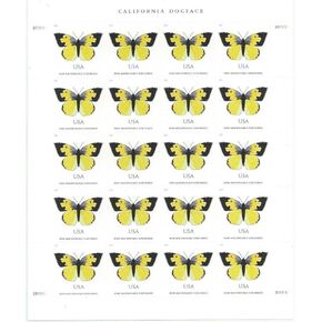 USPS California Dogface Butterfly (Sheet of 20) Non-Machineable for Square Envelopes Postage Stamps 2019 Scott #5346