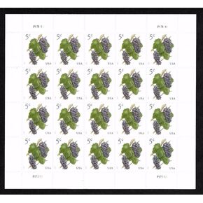 2017 Grapes 5 Cent Stamp In Sheet of Twenty Stamps Scott 5177 .