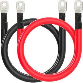 2 AWG Battery Cable 2AWG Gauge Battery Inverter Cables for Automotive Solar Marine Boat RV Car Motorcycle (2 AWG, 5FT, 3/8")