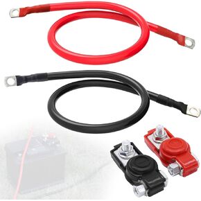 كابل بطارية 4 Awg بطول 2 قدم باللون الأسود والأحمر سلك طاقة/أرضي، سلك ألومنيوم مطلي بالنحاس 4 قياس AMG سلك بطارية ناعم الملمس لمقطورة السيارة الشمسية RV العاكس in Kuwait