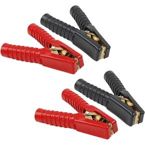4 Pack 100A Jump Lead Clamps Heavy Duty Pure Copper Crocodile Clamps Alligator Clips Car Booster Cable Clips Battery Clamps for Car Auto (2 Pcs Red + 2 Pcs Black)