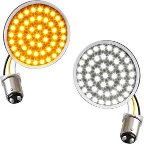 NTHREEAUTO 1157 Front LED Turn Signals 2 Inch Bullet Blinkers SMD Panel Compatible with Harley Dyna Sportster Road King Street Glide Softail