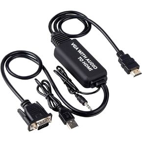 VGA to HDMI Adapter Cable, 4ft with Audio for PC, Laptop to Monitor, Display, HDTV