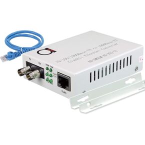 Single Mode ST Gigabit Fiber Media Converter - Built-in Fiber Module 20 km (12.42 Miles) ST – to UTP Cat5e Cat6 10/100/1000 RJ-45 – Auto Sensing Gigabit or Fast Ethernet - Jumbo Frame - LLF Support