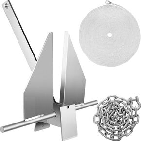 VEVOR Boat Anchor Kit 13 lb / 8.5 lbs Fluke Style Anchor, Hot Dipped Galvanized Steel Fluke Anchor, Marine Anchor with Anchor, Rope, Shackles, Chain for Boat Mooring on The Beach