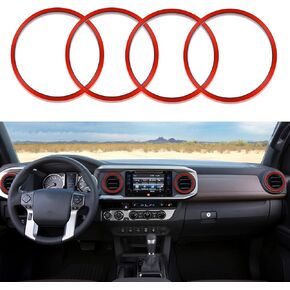 for Tacoma Inner AC Vent Decoration Rings Dash Dashboard Air Conditioner Air Outlet Vent Cover Trim Compatible with Tacoma 2016-2021 4pcs(Black)