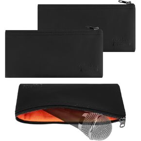 Geekria for Creators Microphone Zippered Pouch 3 Pack Compatible with Shure SM86, PGA48, PGA58, Audio-Technica ATR1100x, ATR1200x, TONOR TW-820, RODE Podcaster Travel Protective Bag (Size L)