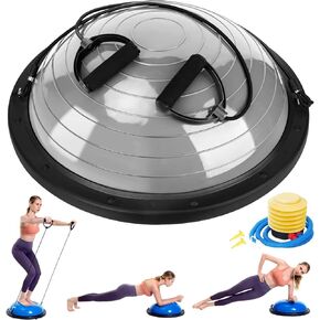 Zealty Half Balance Ball Trainer, Half Yoga Exercise Ball with Resistance Bands and Foot Pump, Balance Trainer for Stability Training, Strength Exercise Fitness, Home Gym Workout Equipment