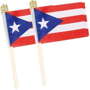 Puerto Rico Flag Mini Small Puerto Rican Handheld Stick Flags 4x6 Inch 12 Pack